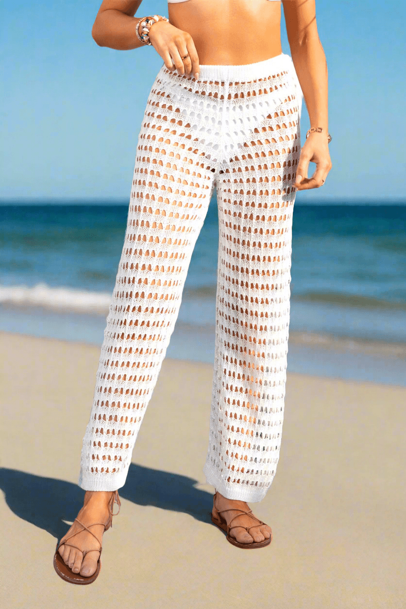 Openwork Mid-Rise Waist Swim Pants