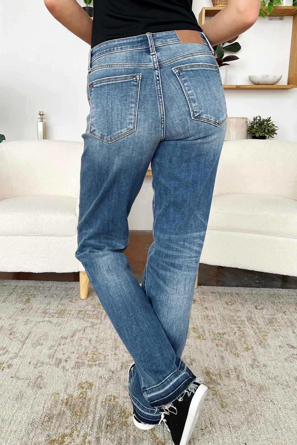 Judy Blue Full Size Mid Rise Release Hem Jeans