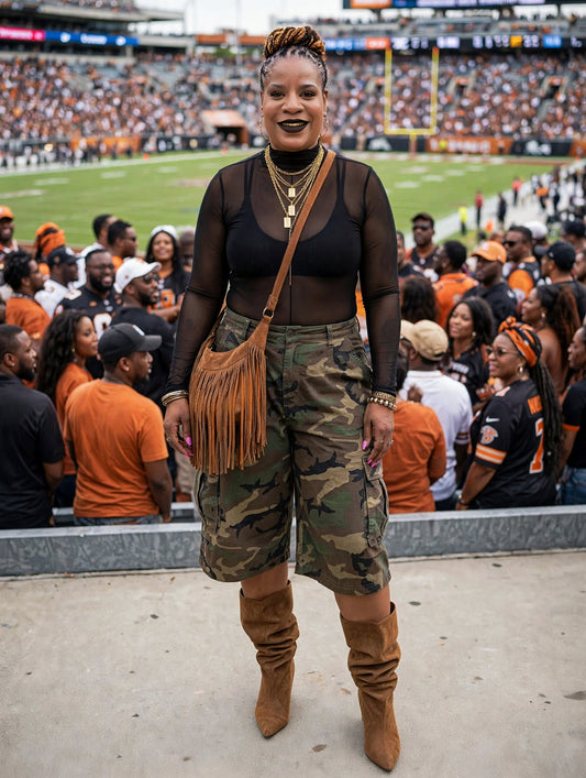 Camouflage Cargo Cropped Pants