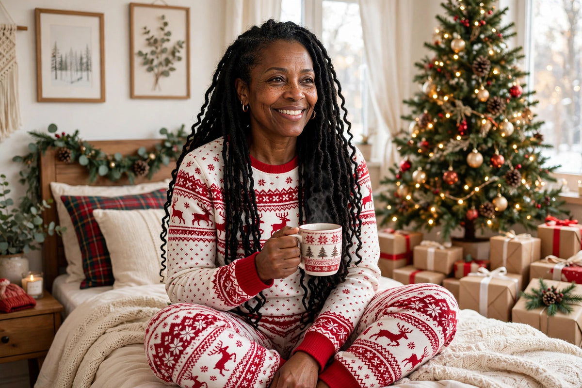 Full Size Christmas Element Round Neck Top and Pants Set