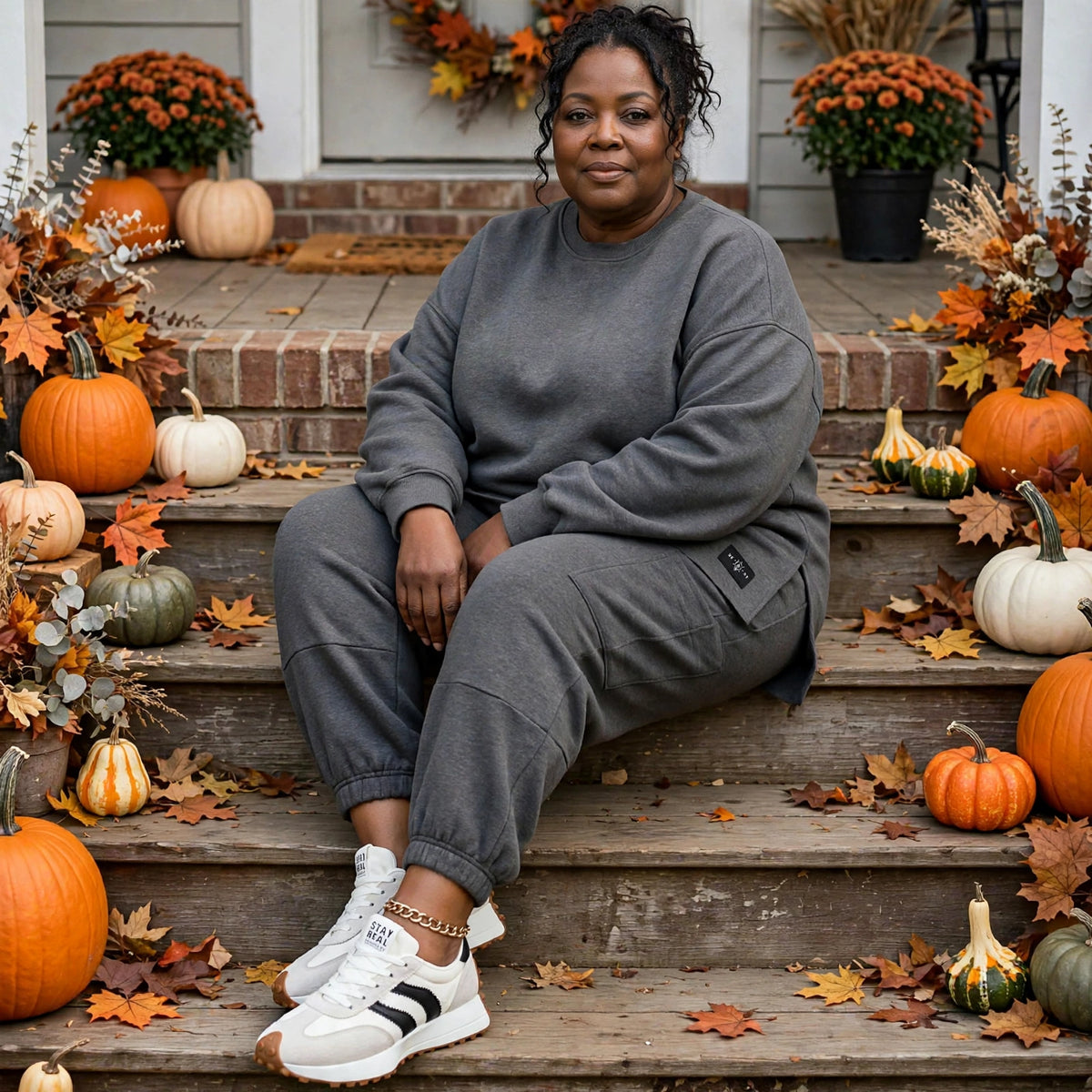 Plus Size Casual Loose Fit Top and Pants Two-Piece Set